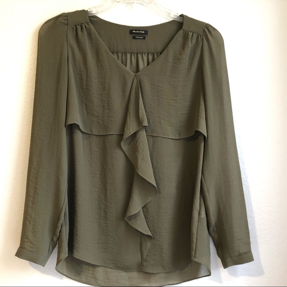 MASSIMO DUTTTI Long Sleeve Green Blouse